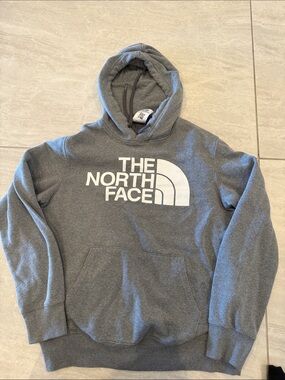 The North Face Gray Pullover Hoodie with White Logo